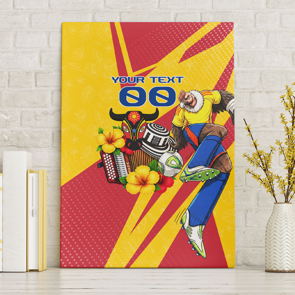 Personalized Colombia Football Vulture Mascot Canvas Wall Art Vibrant Barranquilla Carnival Style - Vueltiao Hat And Accordion