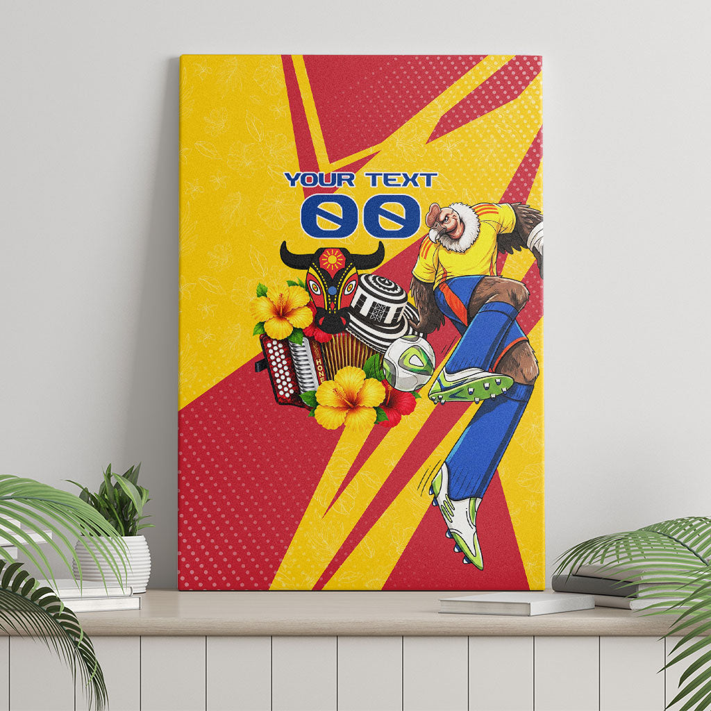 Personalized Colombia Football Vulture Mascot Canvas Wall Art Vibrant Barranquilla Carnival Style - Vueltiao Hat And Accordion