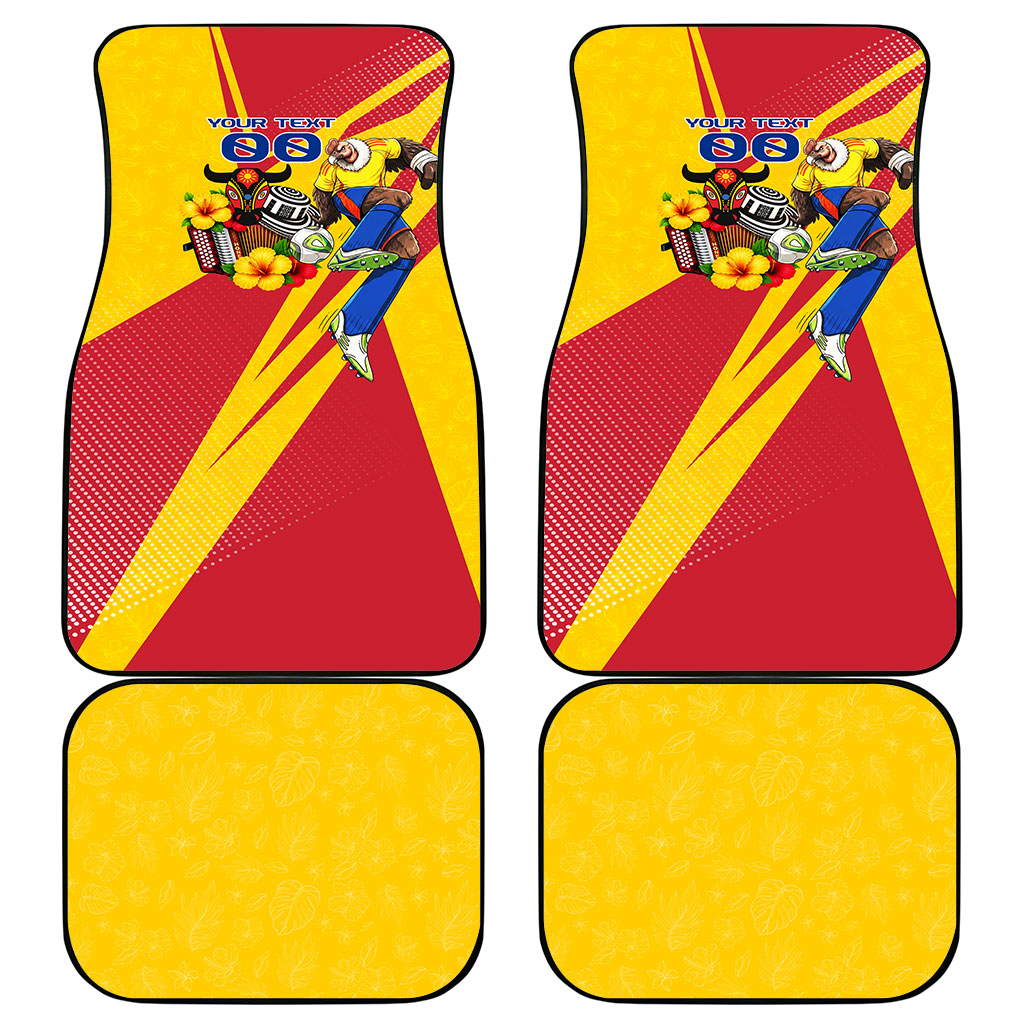 Personalized Colombia Football Vulture Mascot Car Mats Vibrant Barranquilla Carnival Style - Vueltiao Hat And Accordion