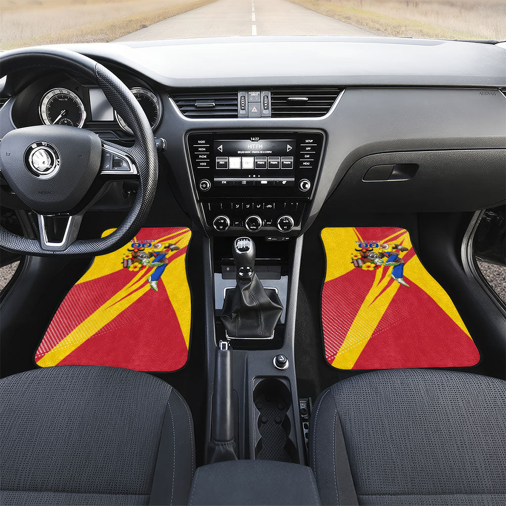 Personalized Colombia Football Vulture Mascot Car Mats Vibrant Barranquilla Carnival Style - Vueltiao Hat And Accordion