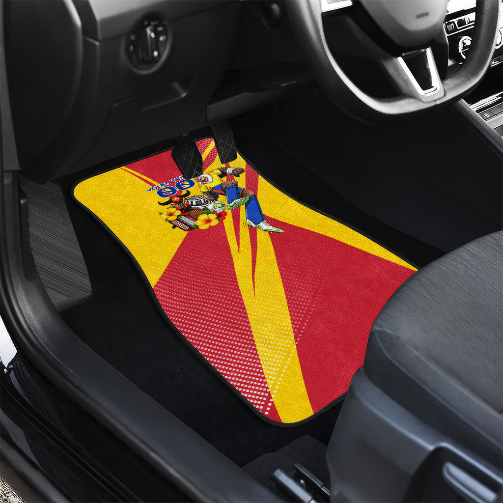 Personalized Colombia Football Vulture Mascot Car Mats Vibrant Barranquilla Carnival Style - Vueltiao Hat And Accordion