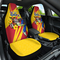 Personalized Colombia Football Vulture Mascot Car Seat Cover Vibrant Barranquilla Carnival Style - Vueltiao Hat And Accordion