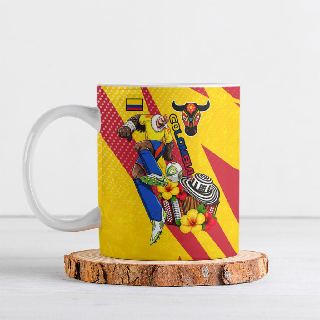 Personalized Colombia Football Vulture Mascot Ceramic Mug Vibrant Barranquilla Carnival Style - Vueltiao Hat And Accordion