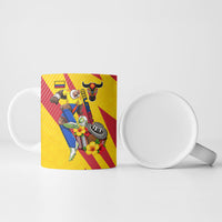 Personalized Colombia Football Vulture Mascot Ceramic Mug Vibrant Barranquilla Carnival Style - Vueltiao Hat And Accordion