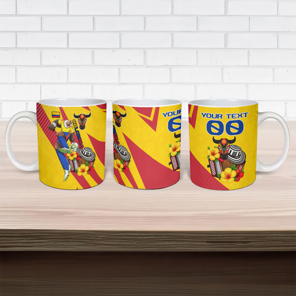 Personalized Colombia Football Vulture Mascot Ceramic Mug Vibrant Barranquilla Carnival Style - Vueltiao Hat And Accordion