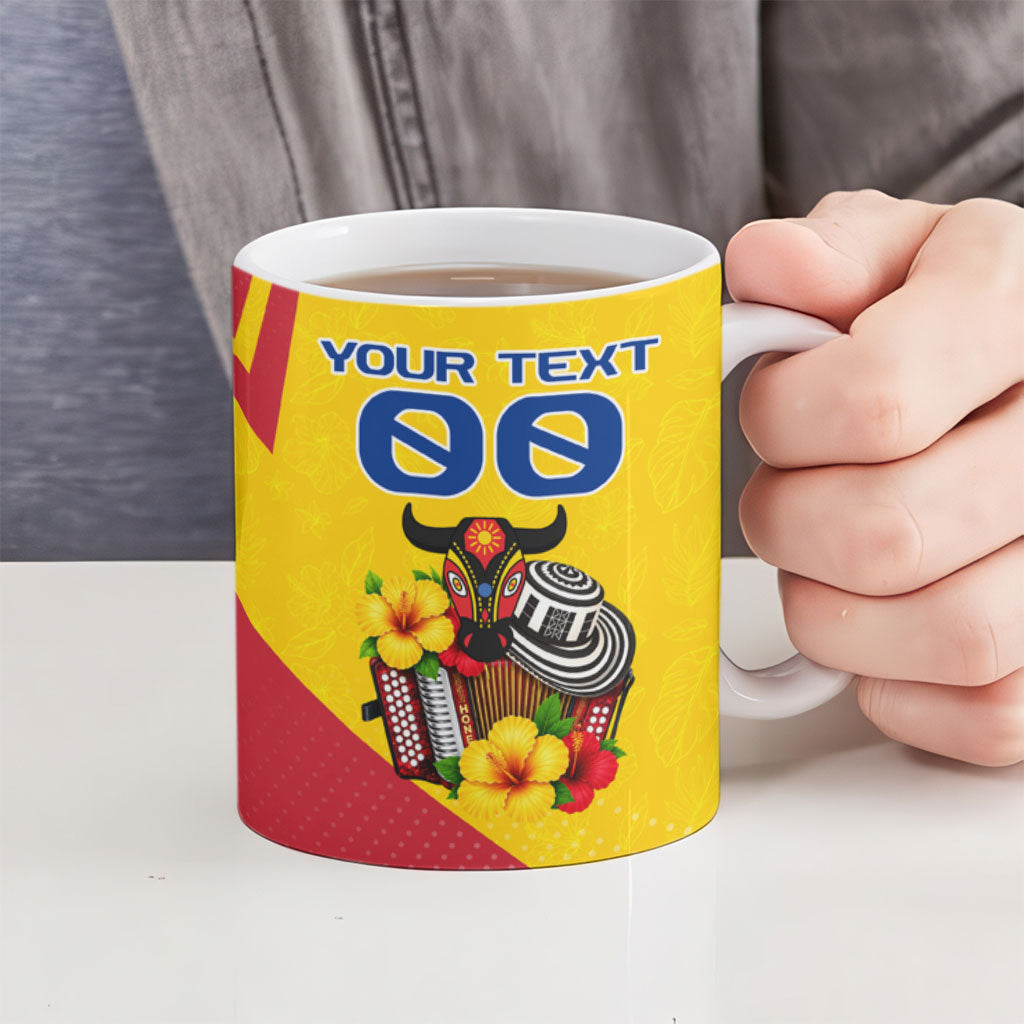 Personalized Colombia Football Vulture Mascot Ceramic Mug Vibrant Barranquilla Carnival Style - Vueltiao Hat And Accordion