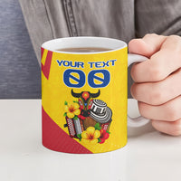 Personalized Colombia Football Vulture Mascot Ceramic Mug Vibrant Barranquilla Carnival Style - Vueltiao Hat And Accordion