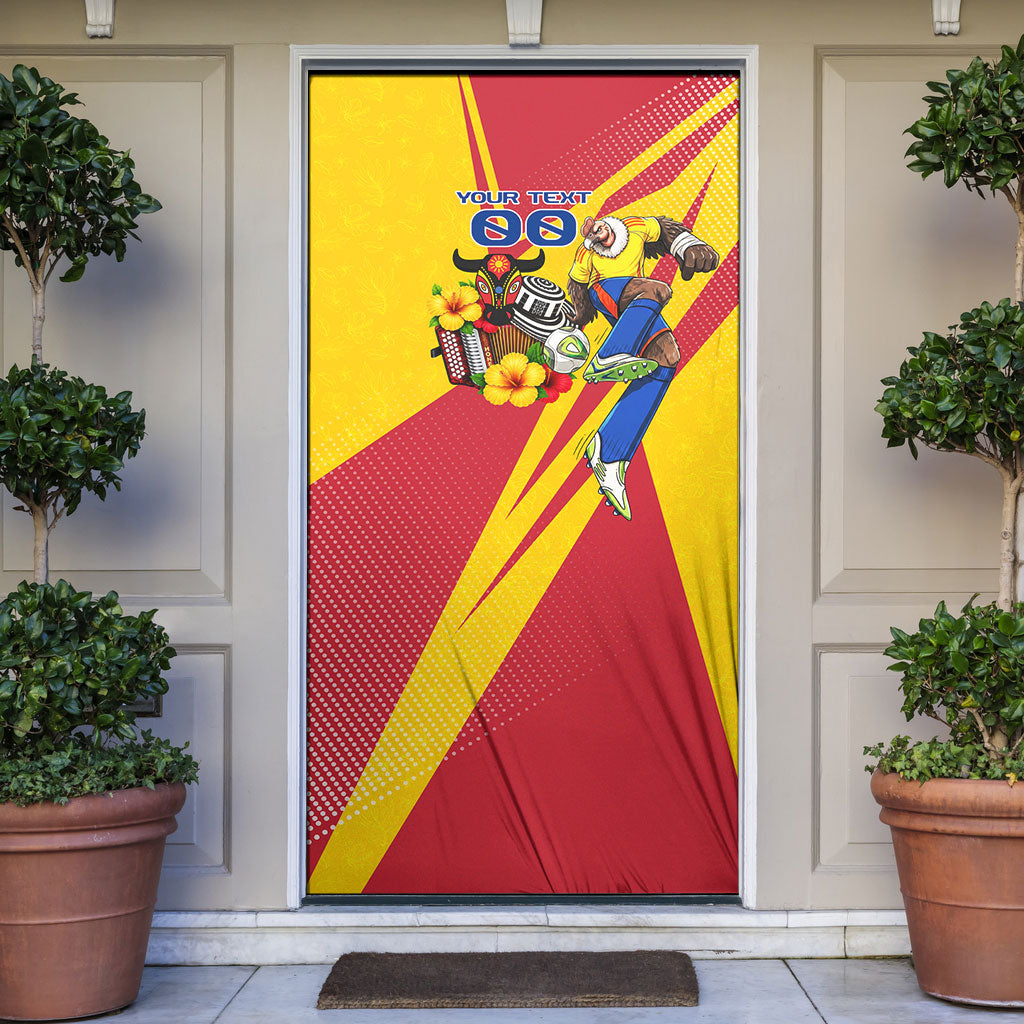 Personalized Colombia Football Vulture Mascot Door Cover Vibrant Barranquilla Carnival Style - Vueltiao Hat And Accordion
