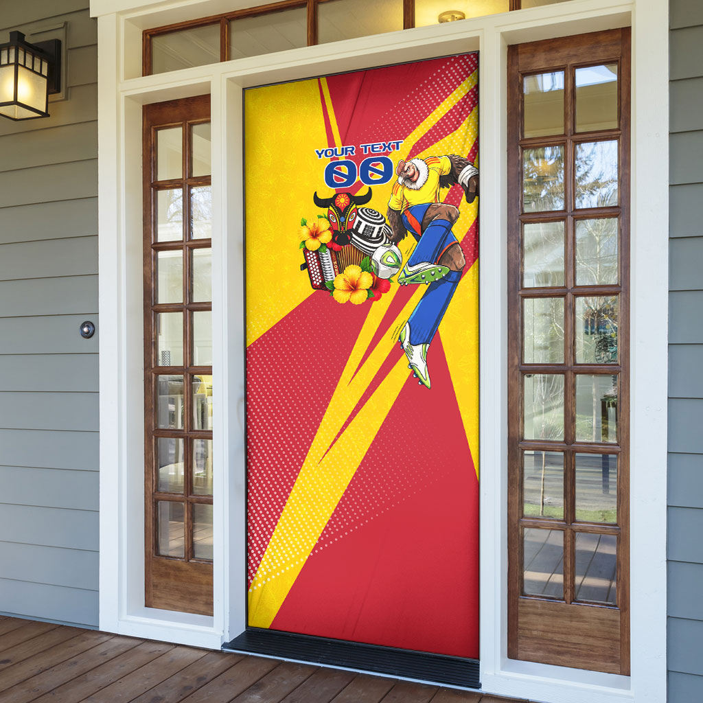 Personalized Colombia Football Vulture Mascot Door Cover Vibrant Barranquilla Carnival Style - Vueltiao Hat And Accordion