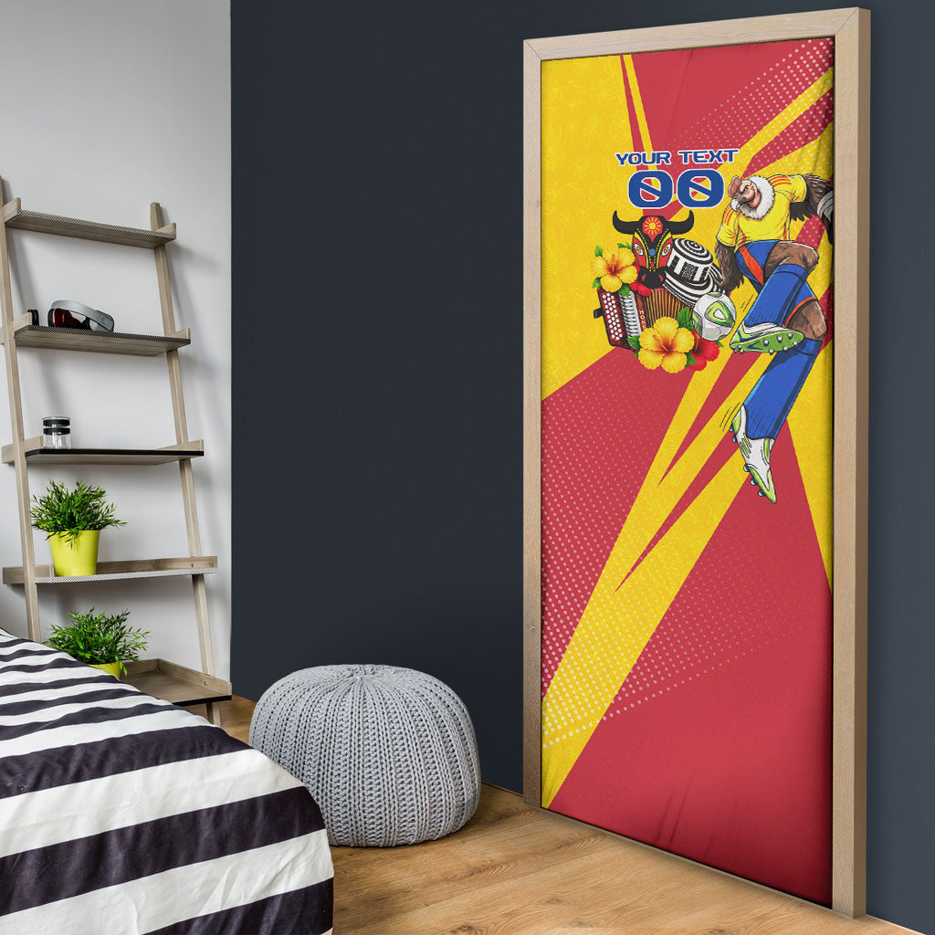 Personalized Colombia Football Vulture Mascot Door Cover Vibrant Barranquilla Carnival Style - Vueltiao Hat And Accordion