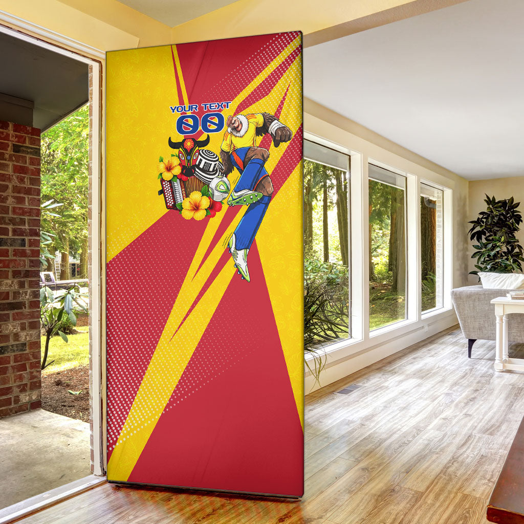 Personalized Colombia Football Vulture Mascot Door Cover Vibrant Barranquilla Carnival Style - Vueltiao Hat And Accordion