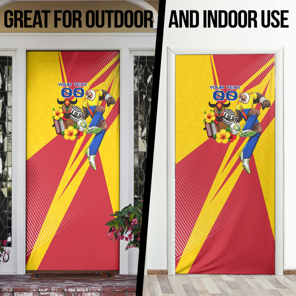 Personalized Colombia Football Vulture Mascot Door Cover Vibrant Barranquilla Carnival Style - Vueltiao Hat And Accordion