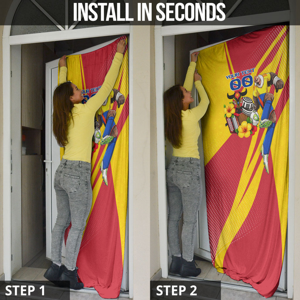 Personalized Colombia Football Vulture Mascot Door Cover Vibrant Barranquilla Carnival Style - Vueltiao Hat And Accordion