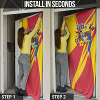 Personalized Colombia Football Vulture Mascot Door Cover Vibrant Barranquilla Carnival Style - Vueltiao Hat And Accordion