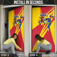 Personalized Colombia Football Vulture Mascot Door Cover Vibrant Barranquilla Carnival Style - Vueltiao Hat And Accordion