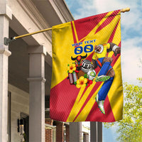 Personalized Colombia Football Vulture Mascot Garden Flag Vibrant Barranquilla Carnival Style - Vueltiao Hat And Accordion