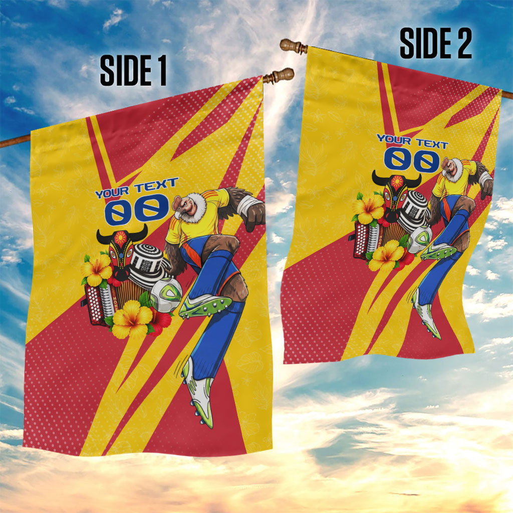 Personalized Colombia Football Vulture Mascot Garden Flag Vibrant Barranquilla Carnival Style - Vueltiao Hat And Accordion