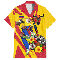 Personalized Colombia Football Vulture Mascot Hawaiian Shirt Vibrant Barranquilla Carnival Style - Vueltiao Hat And Accordion