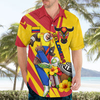 Personalized Colombia Football Vulture Mascot Hawaiian Shirt Vibrant Barranquilla Carnival Style - Vueltiao Hat And Accordion