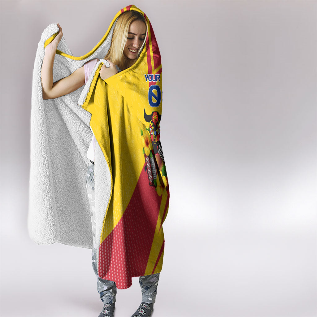 Personalized Colombia Football Vulture Mascot Hooded Blanket Vibrant Barranquilla Carnival Style - Vueltiao Hat And Accordion