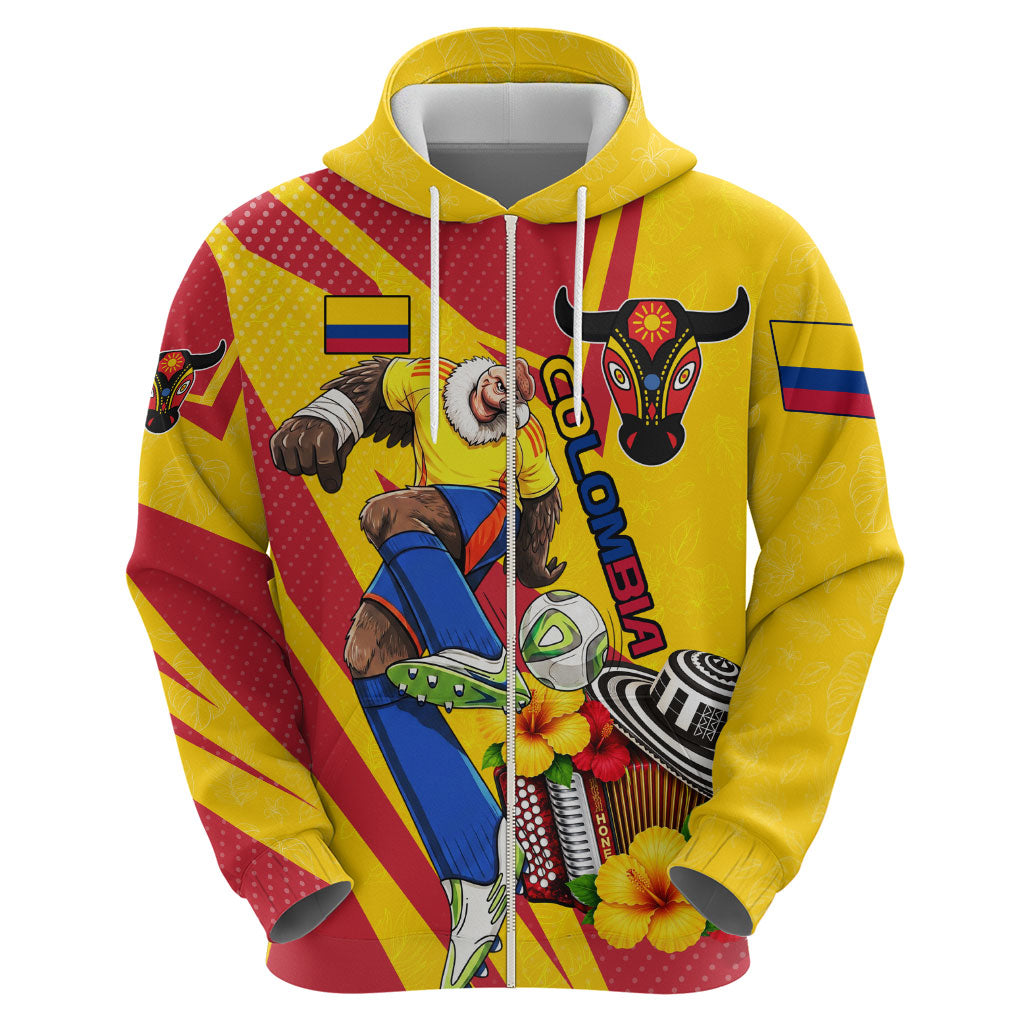 Personalized Colombia Football Vulture Mascot Hoodie Vibrant Barranquilla Carnival Style - Vueltiao Hat And Accordion