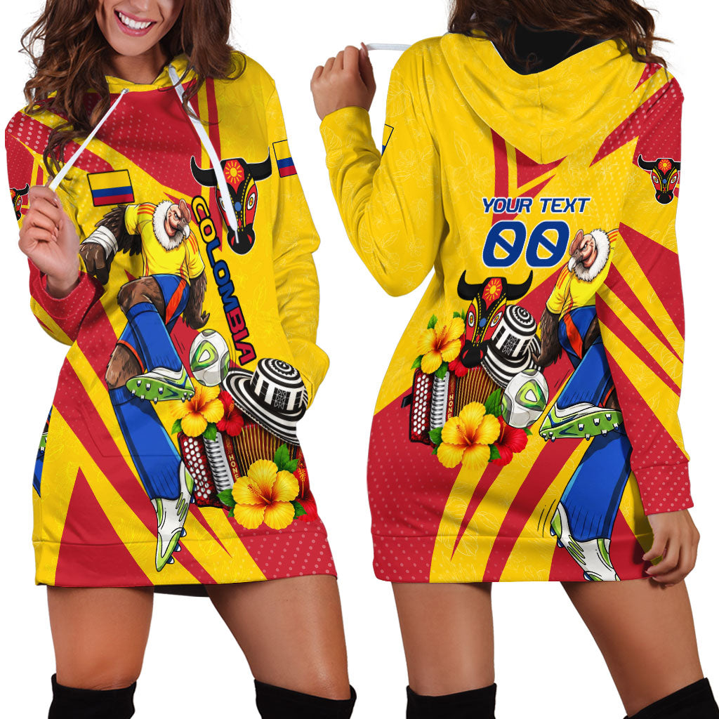 Personalized Colombia Football Vulture Mascot Hoodie Dress Vibrant Barranquilla Carnival Style - Vueltiao Hat And Accordion