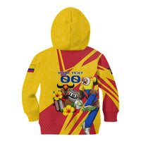 Personalized Colombia Football Vulture Mascot Kid Hoodie Vibrant Barranquilla Carnival Style - Vueltiao Hat And Accordion