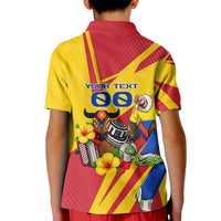 Personalized Colombia Football Vulture Mascot Kid Polo Shirt Vibrant Barranquilla Carnival Style - Vueltiao Hat And Accordion
