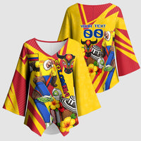 Personalized Colombia Football Vulture Mascot Kimono Sleeve Blouse Vibrant Barranquilla Carnival Style - Vueltiao Hat And Accordion