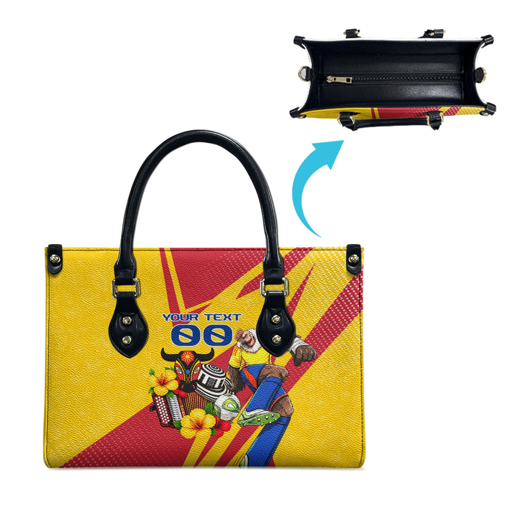 Personalized Colombia Football Vulture Mascot Leather Bag Vibrant Barranquilla Carnival Style - Vueltiao Hat And Accordion