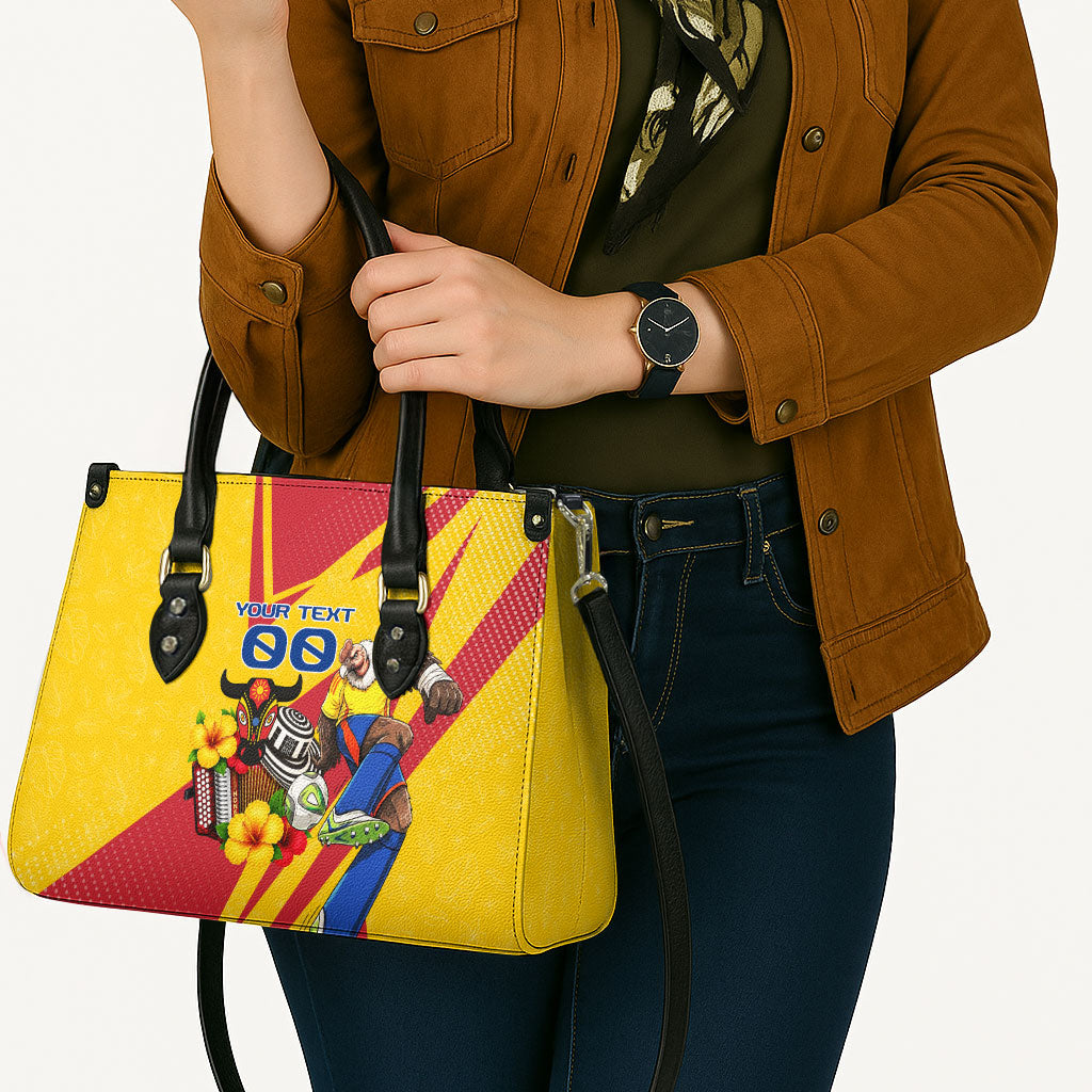 Personalized Colombia Football Vulture Mascot Leather Bag Vibrant Barranquilla Carnival Style - Vueltiao Hat And Accordion