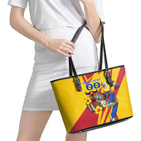 Personalized Colombia Football Vulture Mascot Leather Tote Bag Vibrant Barranquilla Carnival Style - Vueltiao Hat And Accordion