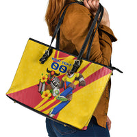 Personalized Colombia Football Vulture Mascot Leather Tote Bag Vibrant Barranquilla Carnival Style - Vueltiao Hat And Accordion