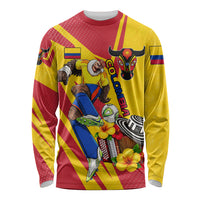 Personalized Colombia Football Vulture Mascot Long Sleeve Shirt Vibrant Barranquilla Carnival Style - Vueltiao Hat And Accordion