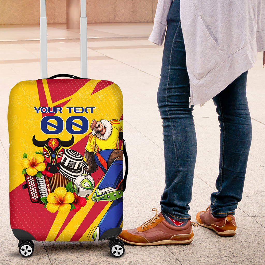 Personalized Colombia Football Vulture Mascot Luggage Cover Vibrant Barranquilla Carnival Style - Vueltiao Hat And Accordion