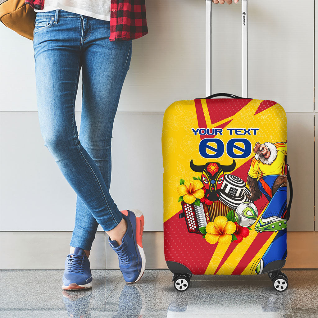 Personalized Colombia Football Vulture Mascot Luggage Cover Vibrant Barranquilla Carnival Style - Vueltiao Hat And Accordion