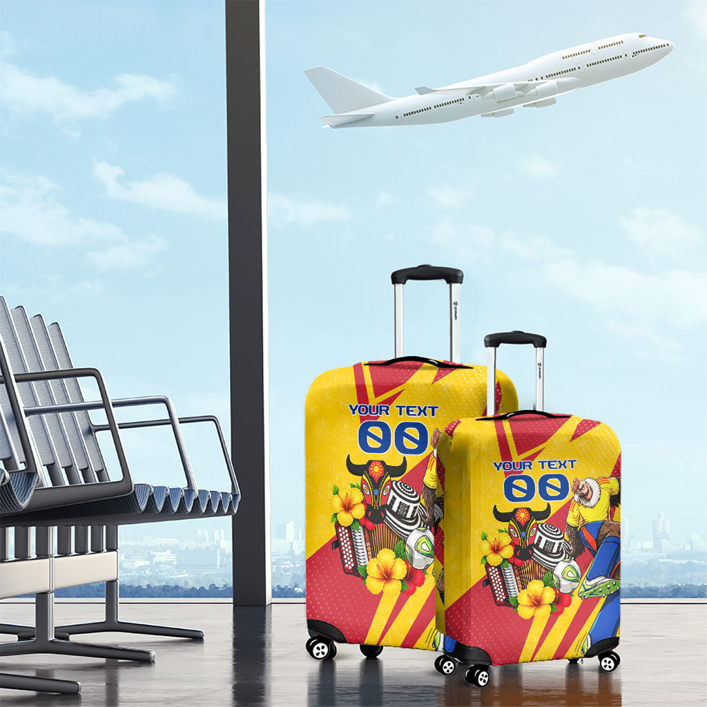 Personalized Colombia Football Vulture Mascot Luggage Cover Vibrant Barranquilla Carnival Style - Vueltiao Hat And Accordion