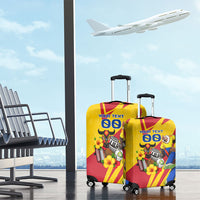 Personalized Colombia Football Vulture Mascot Luggage Cover Vibrant Barranquilla Carnival Style - Vueltiao Hat And Accordion
