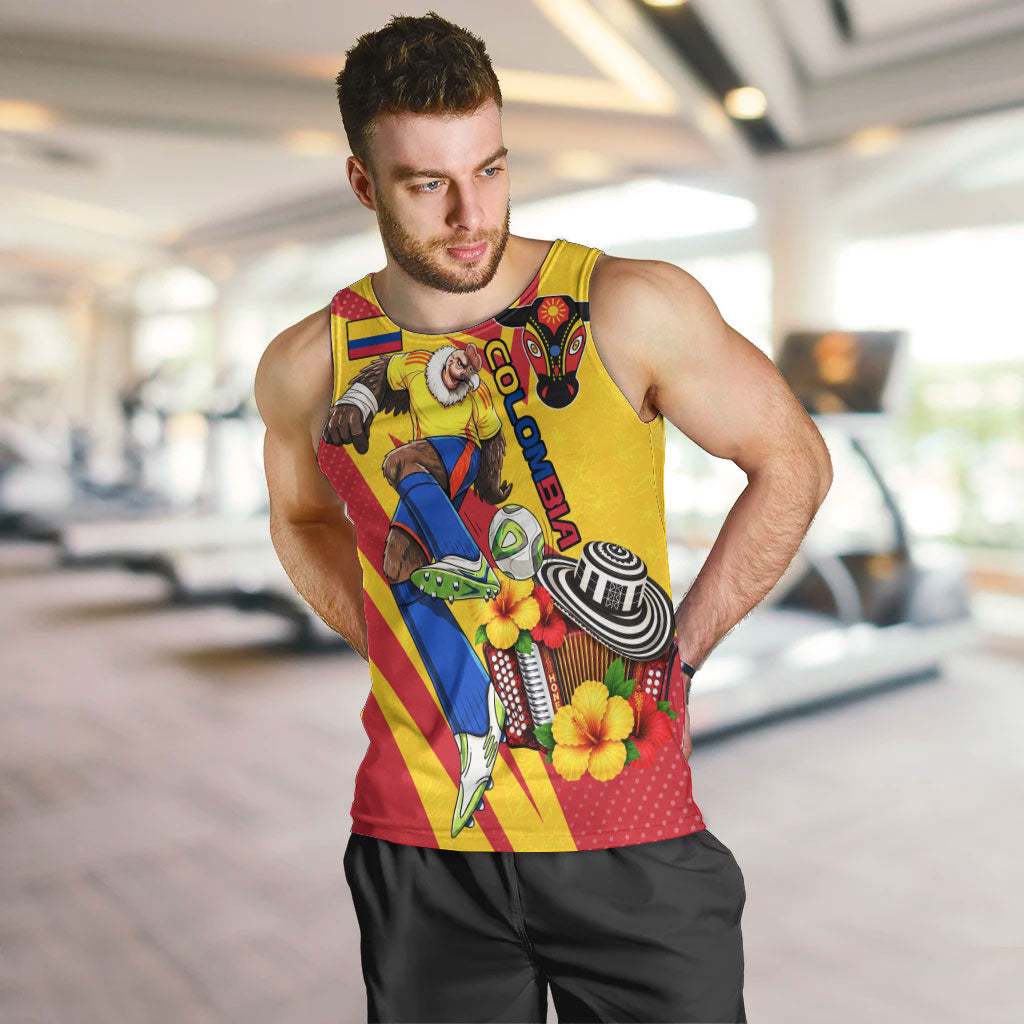 Personalized Colombia Football Vulture Mascot Men Tank Top Vibrant Barranquilla Carnival Style - Vueltiao Hat And Accordion