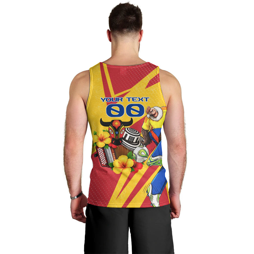 Personalized Colombia Football Vulture Mascot Men Tank Top Vibrant Barranquilla Carnival Style - Vueltiao Hat And Accordion