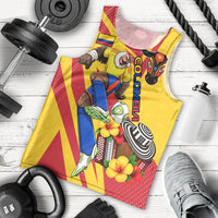 Personalized Colombia Football Vulture Mascot Men Tank Top Vibrant Barranquilla Carnival Style - Vueltiao Hat And Accordion
