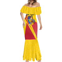 Personalized Colombia Football Vulture Mascot Mermaid Dress Vibrant Barranquilla Carnival Style - Vueltiao Hat And Accordion
