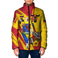 Personalized Colombia Football Vulture Mascot Padded Jacket Vibrant Barranquilla Carnival Style - Vueltiao Hat And Accordion