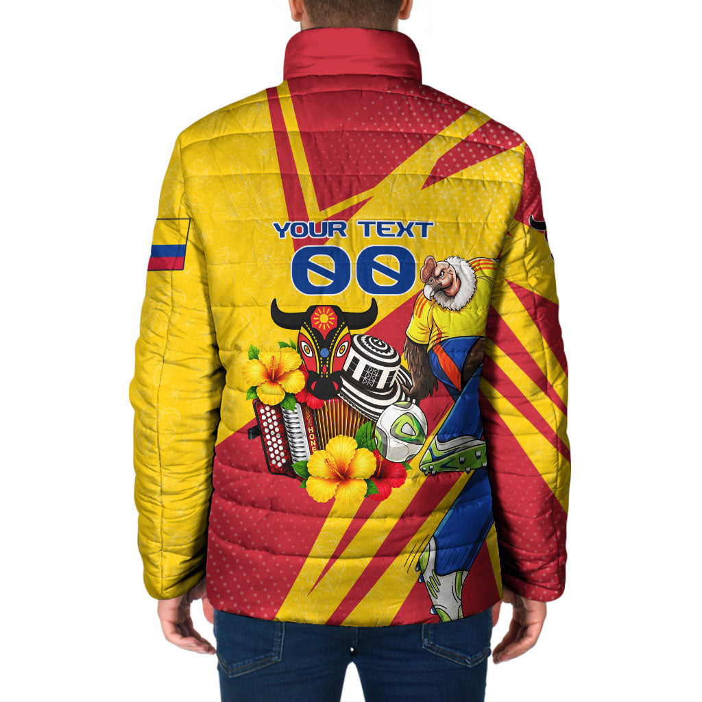 Personalized Colombia Football Vulture Mascot Padded Jacket Vibrant Barranquilla Carnival Style - Vueltiao Hat And Accordion