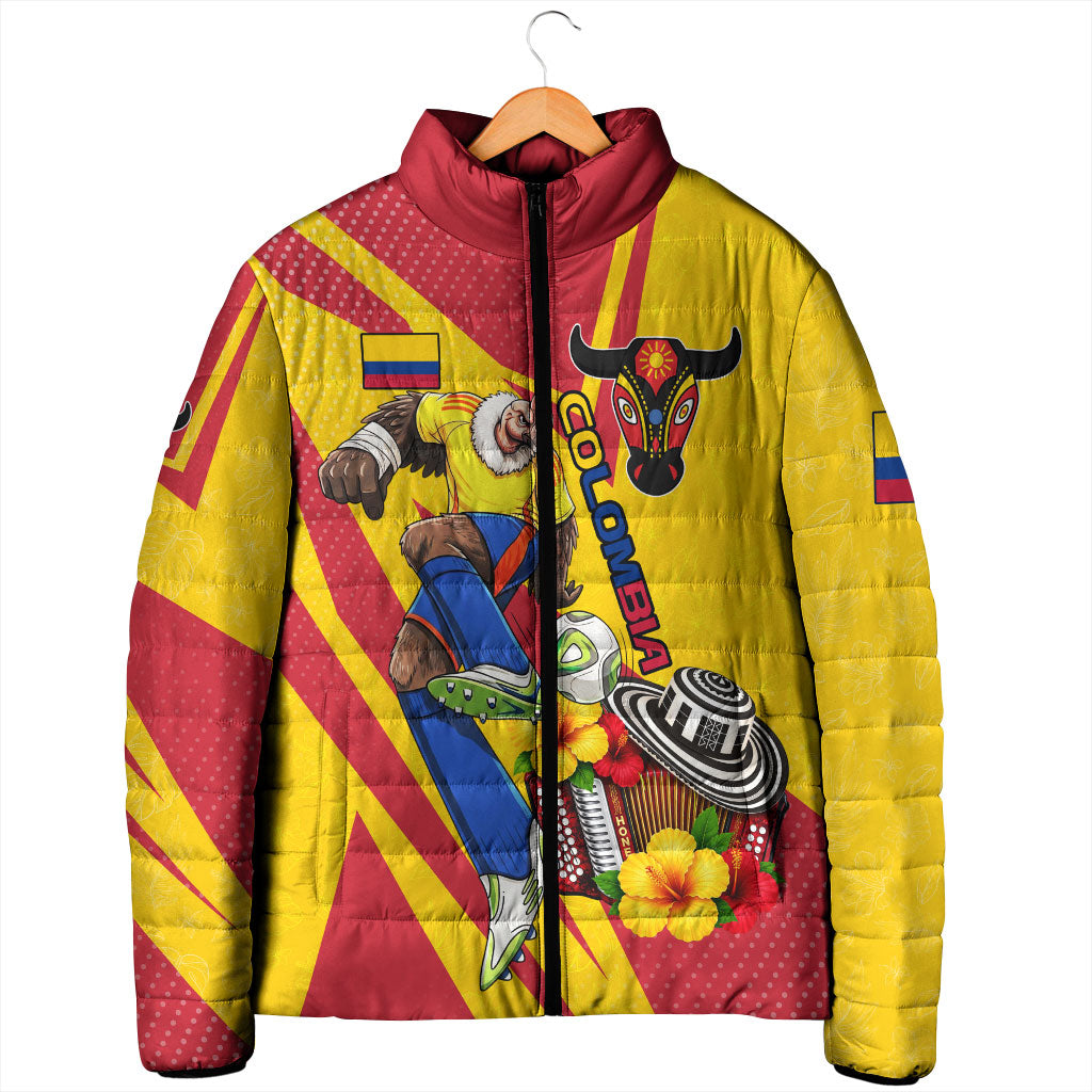Personalized Colombia Football Vulture Mascot Padded Jacket Vibrant Barranquilla Carnival Style - Vueltiao Hat And Accordion