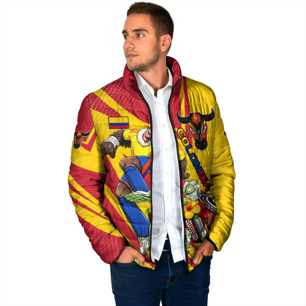 Personalized Colombia Football Vulture Mascot Padded Jacket Vibrant Barranquilla Carnival Style - Vueltiao Hat And Accordion