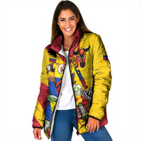 Personalized Colombia Football Vulture Mascot Padded Jacket Vibrant Barranquilla Carnival Style - Vueltiao Hat And Accordion