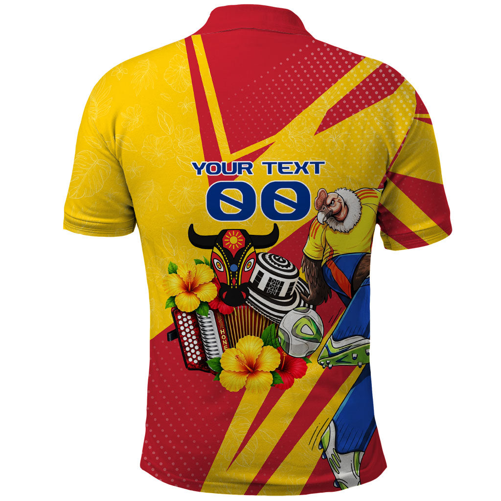 Personalized Colombia Football Vulture Mascot Polo Shirt Vibrant Barranquilla Carnival Style - Vueltiao Hat And Accordion