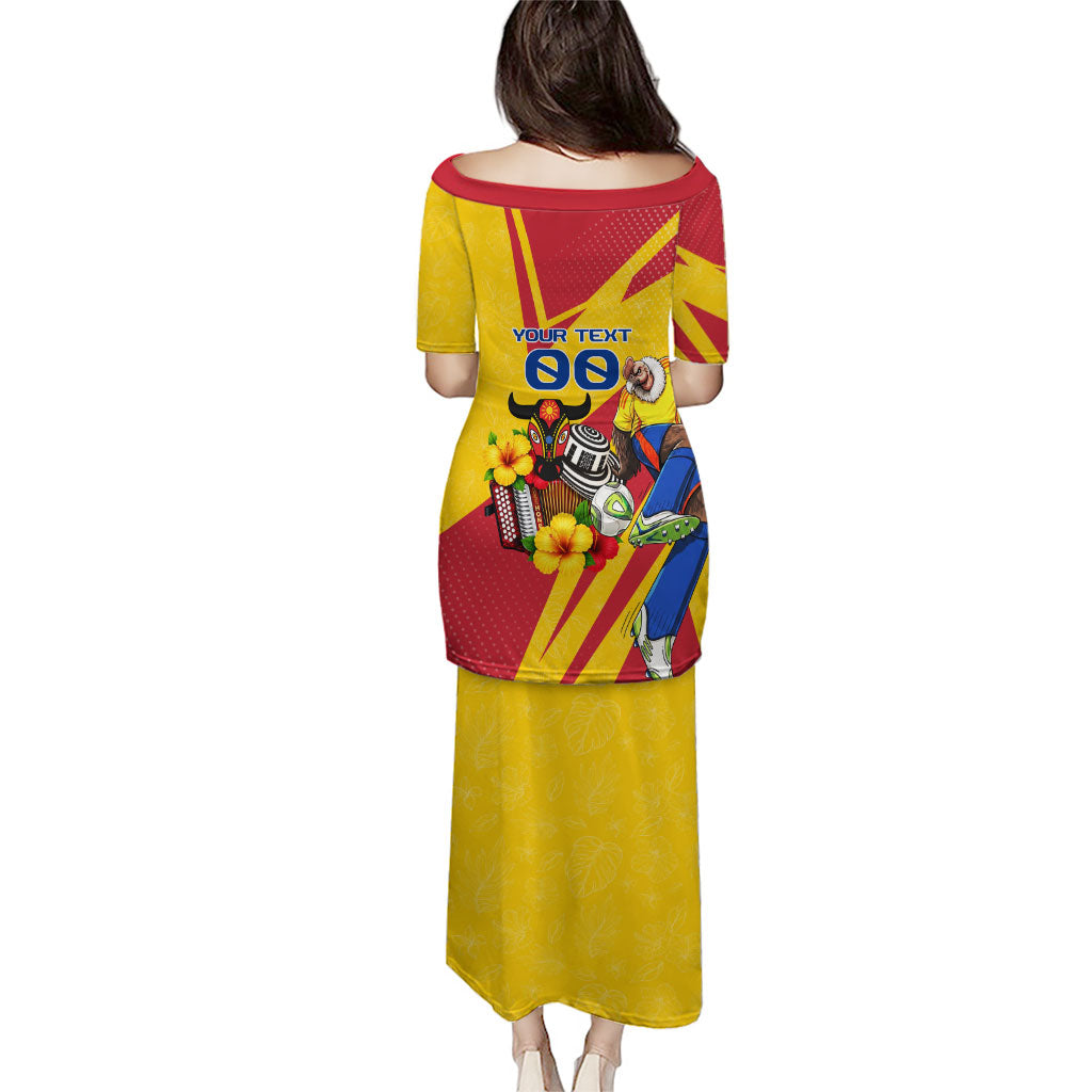 Personalized Colombia Football Vulture Mascot Puletasi Vibrant Barranquilla Carnival Style - Vueltiao Hat And Accordion