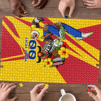 Personalized Colombia Football Vulture Mascot Puzzle Vibrant Barranquilla Carnival Style - Vueltiao Hat And Accordion